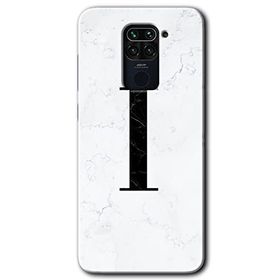 Xiaomi Redmi Note 9 Beyaz Mermer Desenli I Harfi Baskılı Uyumlu Silikon Kılıf