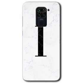 Xiaomi Redmi Note 9 Beyaz Mermer Desenli I Harfi Baskılı Uyumlu Silikon Kılıf