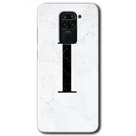 Xiaomi Redmi Note 9 Beyaz Mermer Desenli I Harfi Baskılı Uyumlu Silikon Kılıf