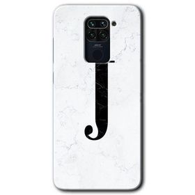 Xiaomi Redmi Note 9 Beyaz Mermer Desenli J Harfi Baskılı Uyumlu Silikon Kılıf