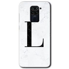 Xiaomi Redmi Note 9 Beyaz Mermer Desenli L Harfi Baskılı Uyumlu Silikon Kılıf