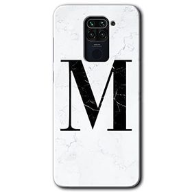 Xiaomi Redmi Note 9 Beyaz Mermer Desenli M Harfi Baskılı Uyumlu Silikon Kılıf