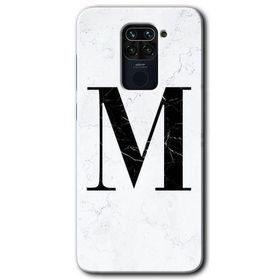Xiaomi Redmi Note 9 Beyaz Mermer Desenli M Harfi Baskılı Uyumlu Silikon Kılıf