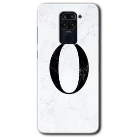 Xiaomi Redmi Note 9 Beyaz Mermer Desenli O Harfi Baskılı Uyumlu Silikon Kılıf