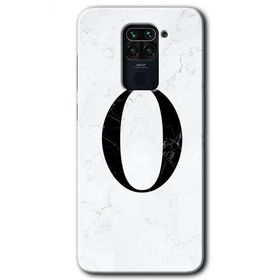 Xiaomi Redmi Note 9 Beyaz Mermer Desenli O Harfi Baskılı Uyumlu Silikon Kılıf