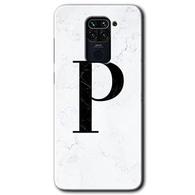 Xiaomi Redmi Note 9 Beyaz Mermer Desenli P Harfi Baskılı Uyumlu Silikon Kılıf
