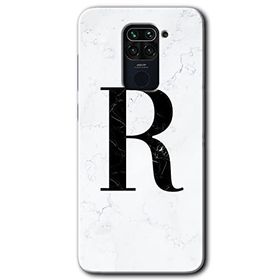 Xiaomi Redmi Note 9 Beyaz Mermer Desenli R Harfi Baskılı Uyumlu Silikon Kılıf
