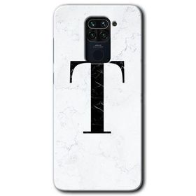 Xiaomi Redmi Note 9 Beyaz Mermer Desenli T Harfi Baskılı Uyumlu Silikon Kılıf