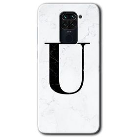 Xiaomi Redmi Note 9 Beyaz Mermer Desenli Ü Harfi Baskılı Uyumlu Silikon Kılıf