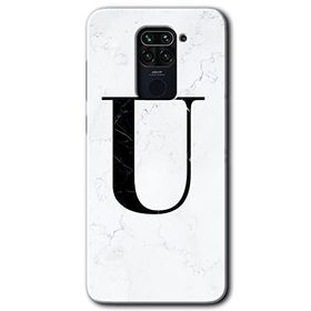 Xiaomi Redmi Note 9 Beyaz Mermer Desenli Ü Harfi Baskılı Uyumlu Silikon Kılıf