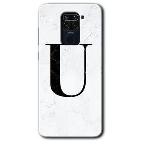 Xiaomi Redmi Note 9 Beyaz Mermer Desenli Ü Harfi Baskılı Uyumlu Silikon Kılıf