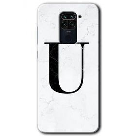 Xiaomi Redmi Note 9 Beyaz Mermer Desenli Ü Harfi Baskılı Uyumlu Silikon Kılıf