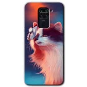 Xiaomi Redmi Note 9 Cat Butterfly Baskılı Uyumlu Silikon Kılıf