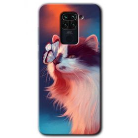 Xiaomi Redmi Note 9 Cat Butterfly Baskılı Uyumlu Silikon Kılıf