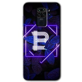 Xiaomi Redmi Note 9 Dark Neon Yaprak B Harfi Baskılı Uyumlu Silikon Kılıf