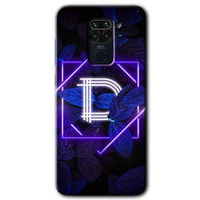 Xiaomi Redmi Note 9 Dark Neon Yaprak D Harfi Baskılı Uyumlu Silikon Kılıf