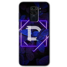 Xiaomi Redmi Note 9 Dark Neon Yaprak D Harfi Baskılı Uyumlu Silikon Kılıf