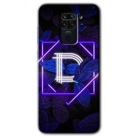 Xiaomi Redmi Note 9 Dark Neon Yaprak D Harfi Baskılı Uyumlu Silikon Kılıf