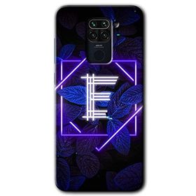 Xiaomi Redmi Note 9 Dark Neon Yaprak E Harfi Baskılı Uyumlu Silikon Kılıf