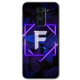 Xiaomi Redmi Note 9 Dark Neon Yaprak F Harfi Baskılı Uyumlu Silikon Kılıf