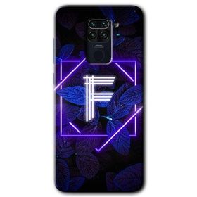 Xiaomi Redmi Note 9 Dark Neon Yaprak F Harfi Baskılı Uyumlu Silikon Kılıf