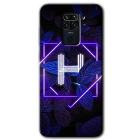 Xiaomi Redmi Note 9 Dark Neon Yaprak H Harfi Baskılı Uyumlu Silikon Kılıf