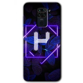 Xiaomi Redmi Note 9 Dark Neon Yaprak H Harfi Baskılı Uyumlu Silikon Kılıf