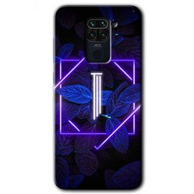 Xiaomi Redmi Note 9 Dark Neon Yaprak İ Harfi Baskılı Uyumlu Silikon Kılıf