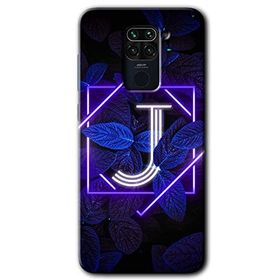 Xiaomi Redmi Note 9 Dark Neon Yaprak J Harfi Baskılı Uyumlu Silikon Kılıf