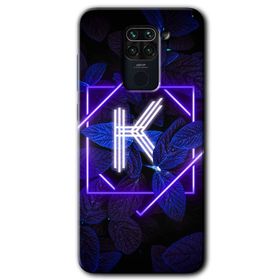 Xiaomi Redmi Note 9 Dark Neon Yaprak K Harfi Baskılı Uyumlu Silikon Kılıf