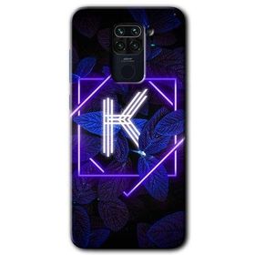 Xiaomi Redmi Note 9 Dark Neon Yaprak K Harfi Baskılı Uyumlu Silikon Kılıf