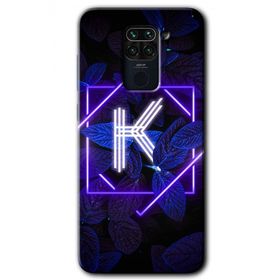 Xiaomi Redmi Note 9 Dark Neon Yaprak K Harfi Baskılı Uyumlu Silikon Kılıf