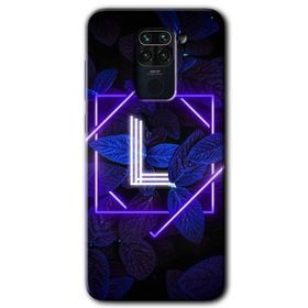 Xiaomi Redmi Note 9 Dark Neon Yaprak L Harfi Baskılı Uyumlu Silikon Kılıf