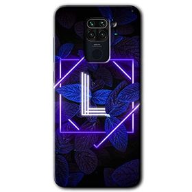 Xiaomi Redmi Note 9 Dark Neon Yaprak L Harfi Baskılı Uyumlu Silikon Kılıf