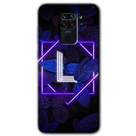 Xiaomi Redmi Note 9 Dark Neon Yaprak L Harfi Baskılı Uyumlu Silikon Kılıf