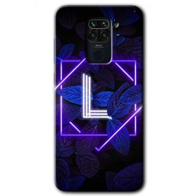 Xiaomi Redmi Note 9 Dark Neon Yaprak L Harfi Baskılı Uyumlu Silikon Kılıf