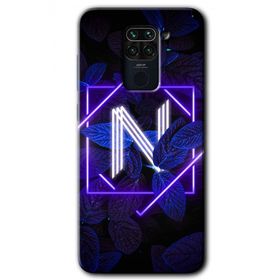Xiaomi Redmi Note 9 Dark Neon Yaprak N Harfi Baskılı Uyumlu Silikon Kılıf