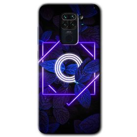 Xiaomi Redmi Note 9 Dark Neon Yaprak O Harfi Baskılı Uyumlu Silikon Kılıf