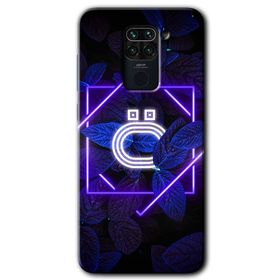 Xiaomi Redmi Note 9 Dark Neon Yaprak O Harfi Baskılı Uyumlu Silikon Kılıf