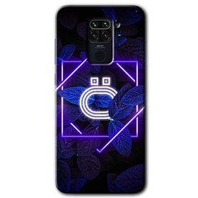 Xiaomi Redmi Note 9 Dark Neon Yaprak O Harfi Baskılı Uyumlu Silikon Kılıf