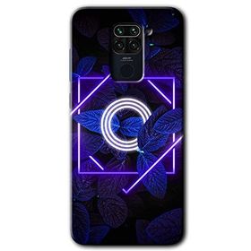 Xiaomi Redmi Note 9 Dark Neon Yaprak O Harfi Baskılı Uyumlu Silikon Kılıf