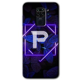 Xiaomi Redmi Note 9 Dark Neon Yaprak P Harfi Baskılı Uyumlu Silikon Kılıf