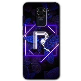 Xiaomi Redmi Note 9 Dark Neon Yaprak R Harfi Baskılı Uyumlu Silikon Kılıf