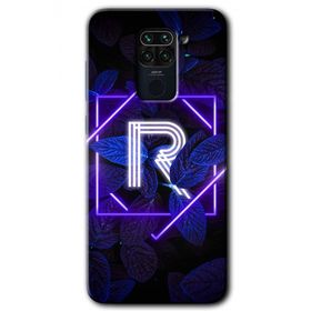 Xiaomi Redmi Note 9 Dark Neon Yaprak R Harfi Baskılı Uyumlu Silikon Kılıf