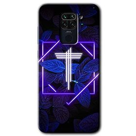 Xiaomi Redmi Note 9 Dark Neon Yaprak T Harfi Baskılı Uyumlu Silikon Kılıf