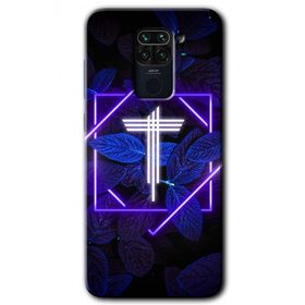 Xiaomi Redmi Note 9 Dark Neon Yaprak T Harfi Baskılı Uyumlu Silikon Kılıf