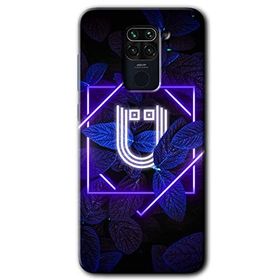 Xiaomi Redmi Note 9 Dark Neon Yaprak U Harfi Baskılı Uyumlu Silikon Kılıf