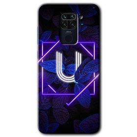 Xiaomi Redmi Note 9 Dark Neon Yaprak U Harfi Baskılı Uyumlu Silikon Kılıf