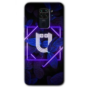 Xiaomi Redmi Note 9 Dark Neon Yaprak U Harfi Baskılı Uyumlu Silikon Kılıf