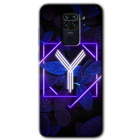Xiaomi Redmi Note 9 Dark Neon Yaprak Y Harfi Baskılı Uyumlu Silikon Kılıf